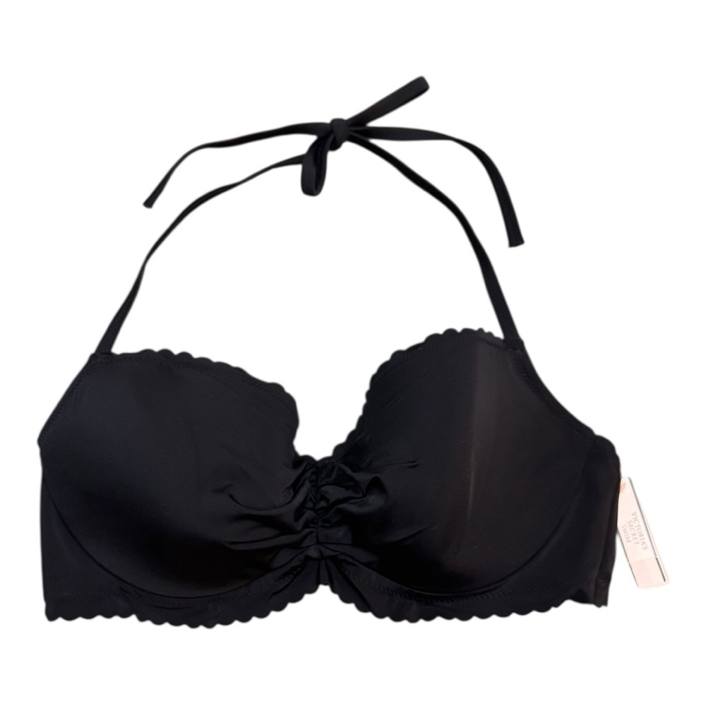 NWT Black Halter Swim Bikini Top Victoria Secret 34DD